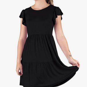 Olivia Rae Womens Short Sleeve Crew Neck Flowy Knee Length Dress